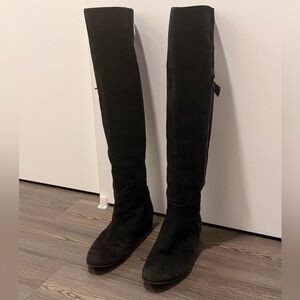 Stuart Weitzman Black Suede Over the Knee Boots